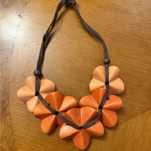 Source Unknown Orange and Brown Floral Necklace